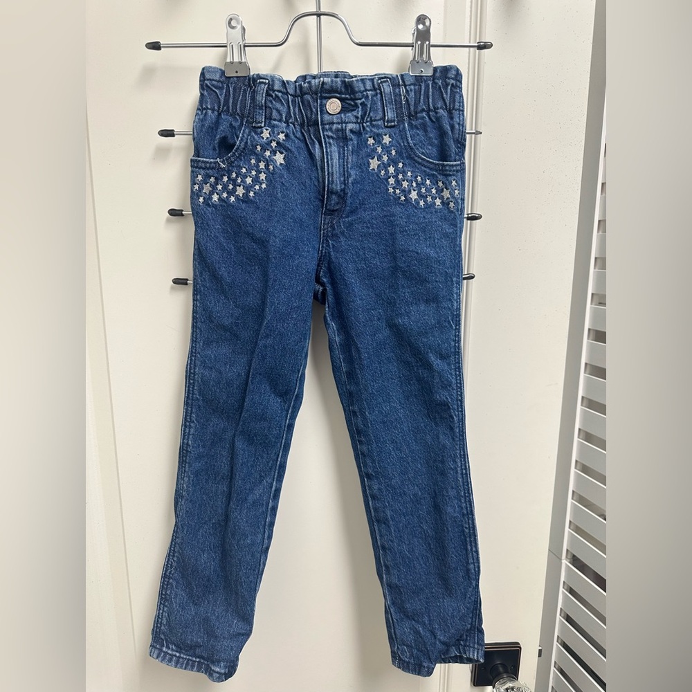 Baby Gap Toddler Girls Blue Star-Embellished Elastic Waist Jeans SZ 5